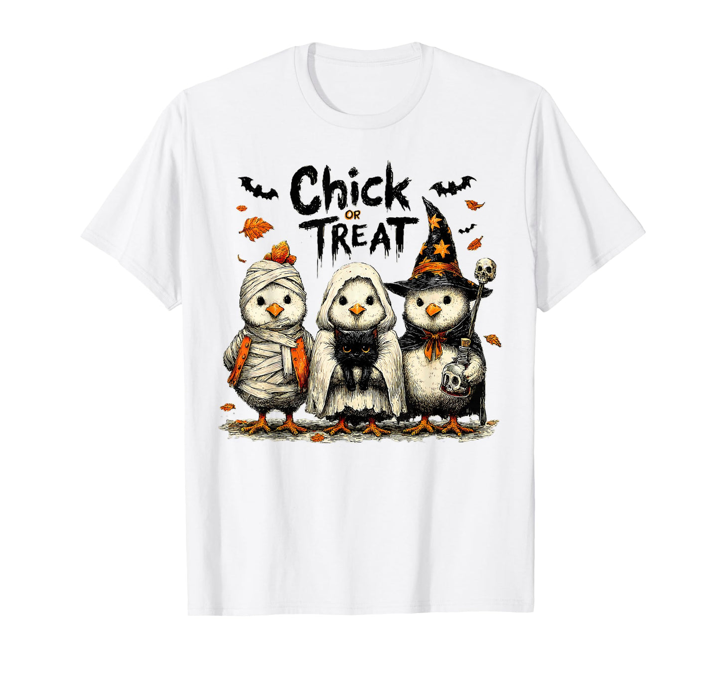 Chick Or Treat Halloween Witch Spooky Chicken T-Shirt