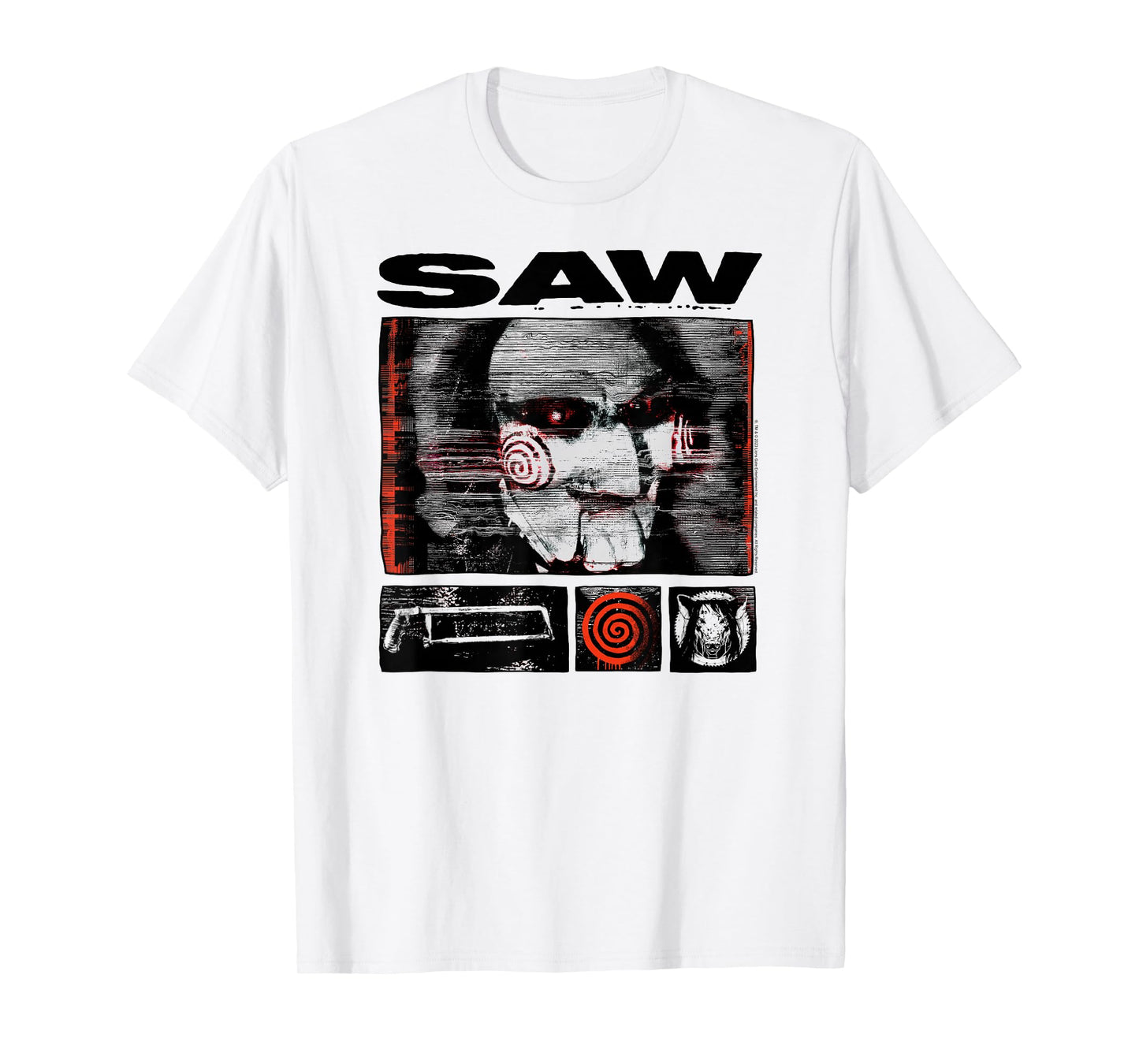 Saw Vintage Style Icons Grid Horror Movie T-Shirt