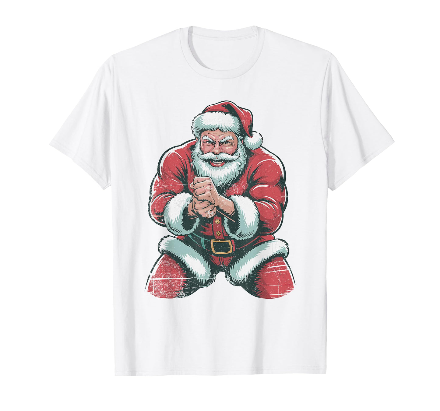 Santa Wrestling Retro Vintage 90s Christmas Holiday Sports T-Shirt