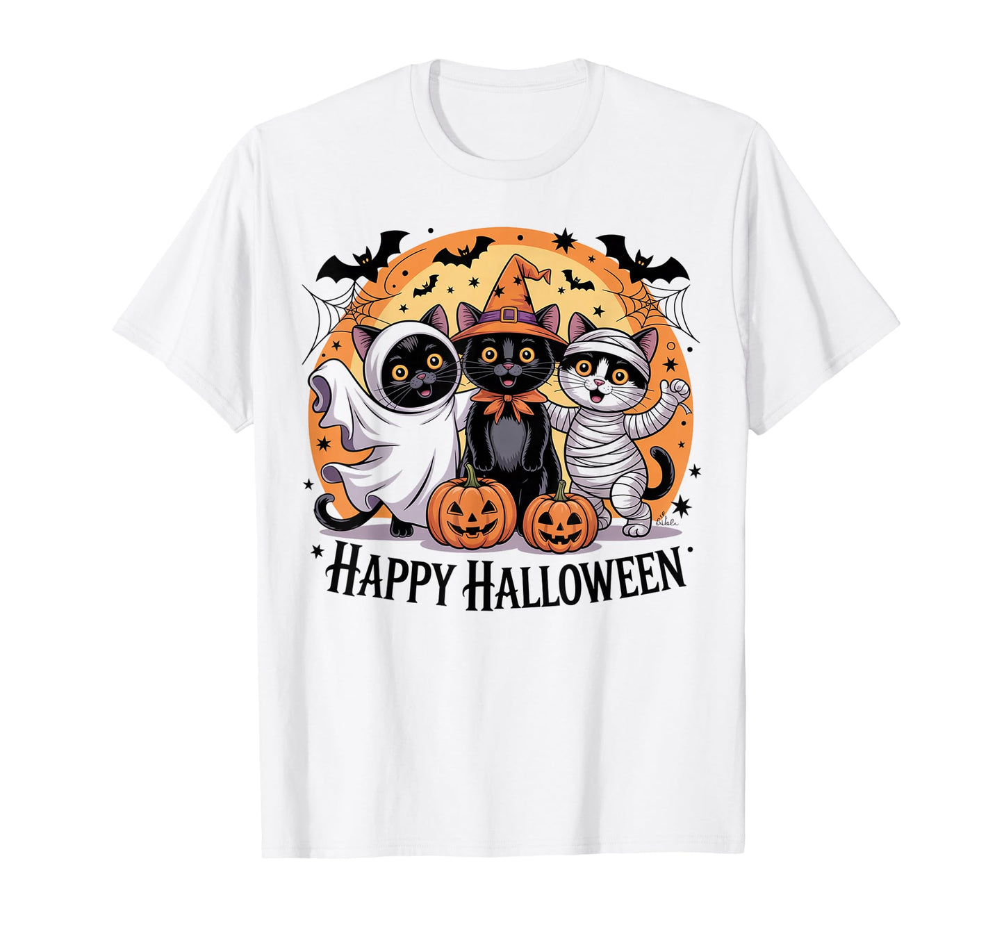 Funny Ghost Cat Lovers Witch Pumpkin Halloween Pet Owner T-Shirt