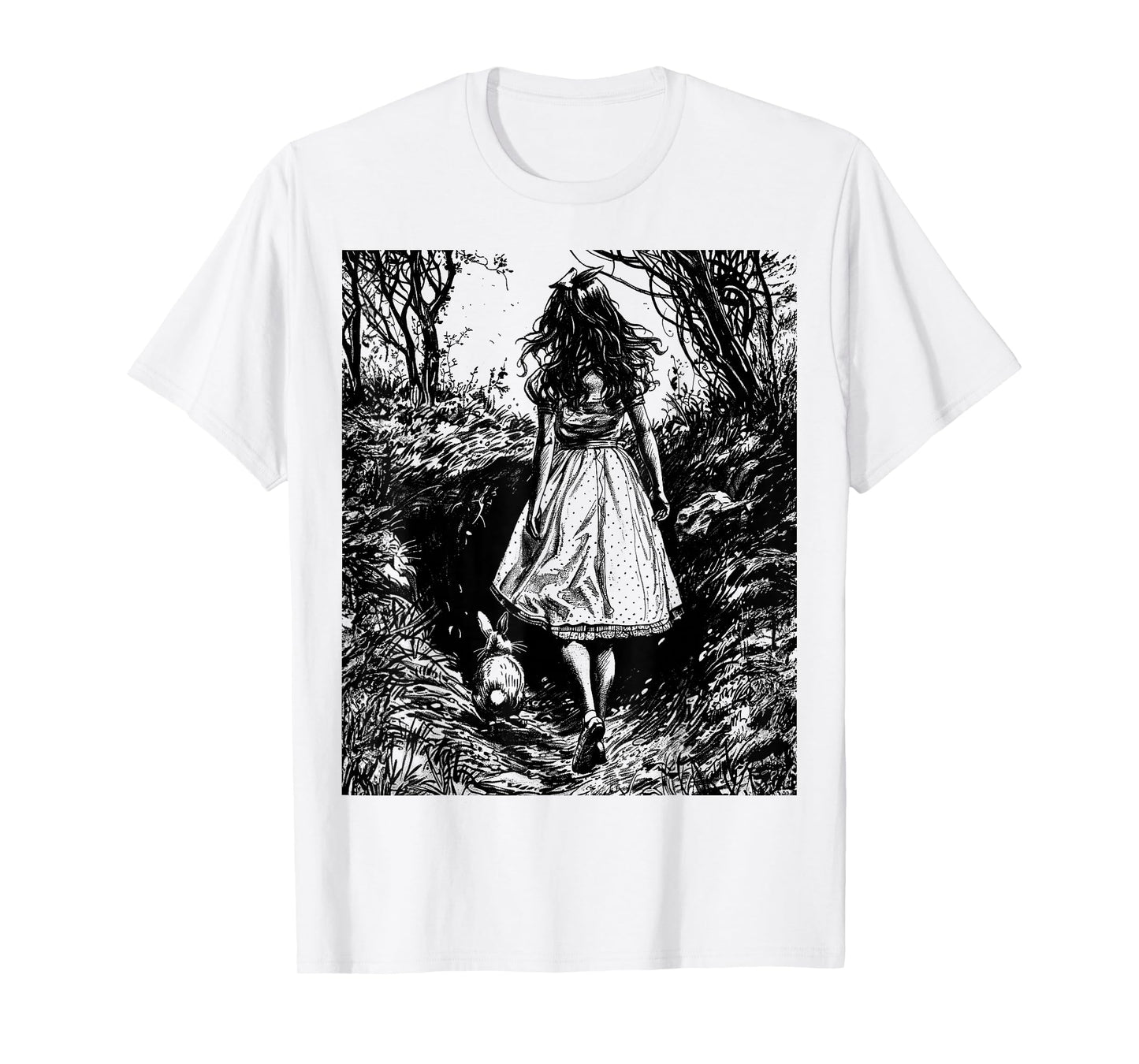 Alice in Wonderland - Down the Rabbit Hole Fantasy Vintage T-Shirt