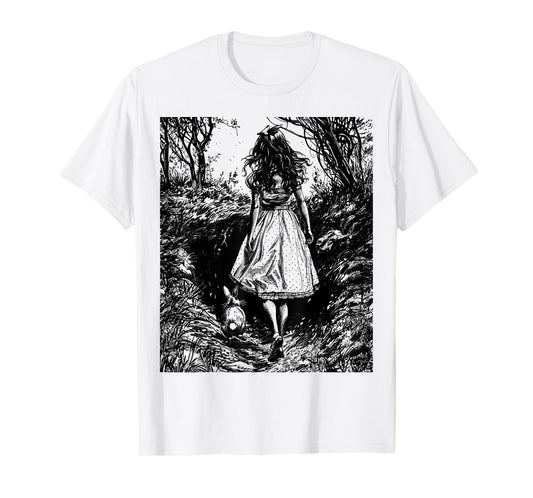 Alice in Wonderland - Down the Rabbit Hole Fantasy Vintage T-Shirt
