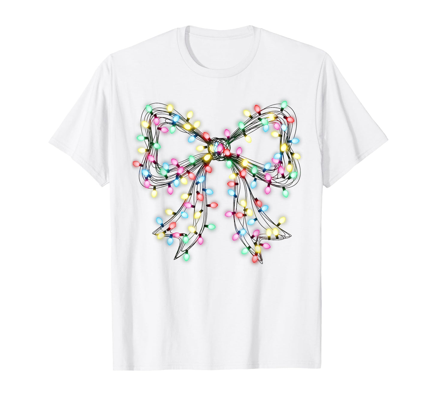 Coquette Bow Christmas Xmas Lights Pajamas Holiday Girly T-Shirt
