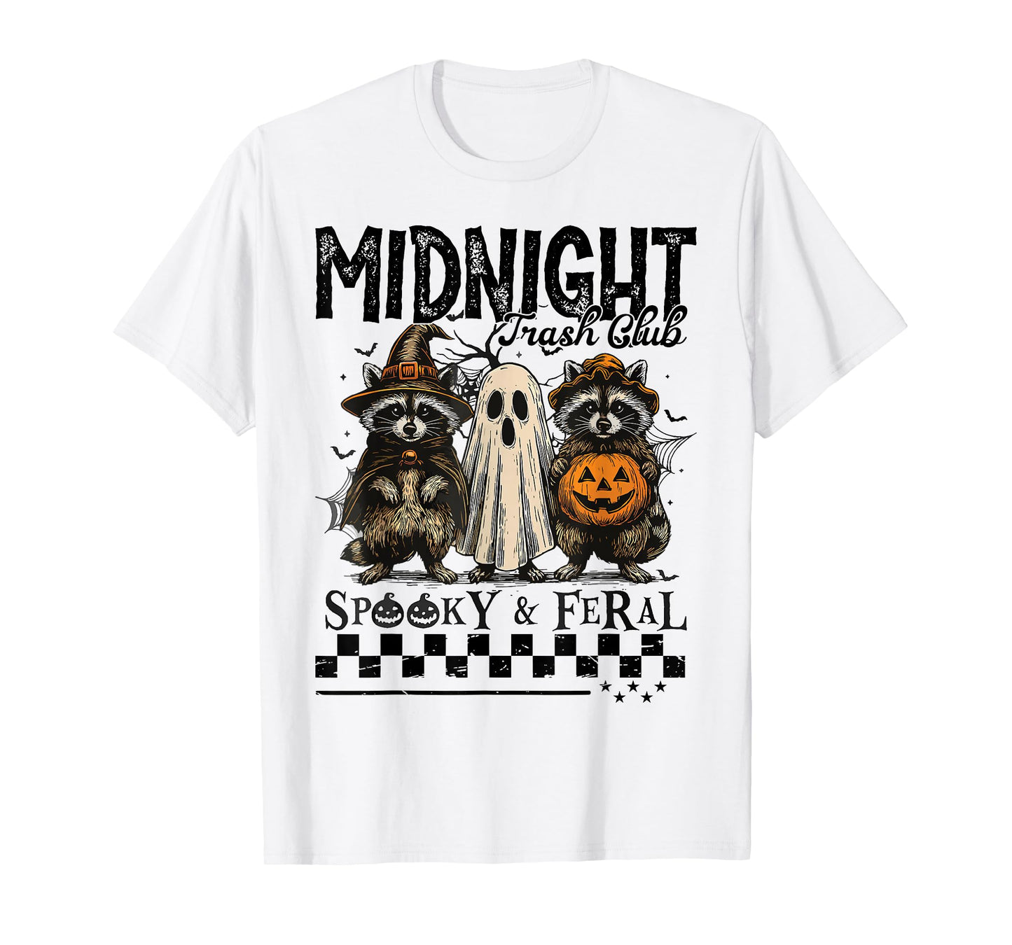 Halloween Midnight Trash Club Spooky Feral Raccoon Ghost T-Shirt