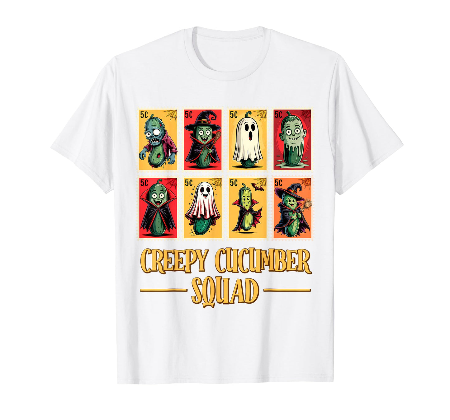 Creepy Cucumber Squad – Funny Halloween Stamp Men Women Kids T-Shirt