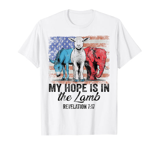vintage My Hope is in the lamb Scripture Elephant Donkey T-Shirt
