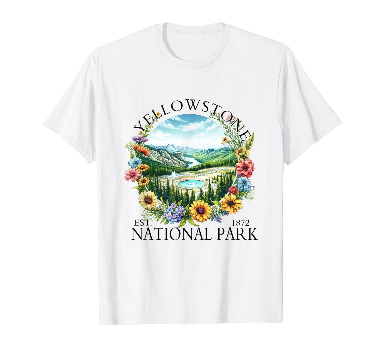 Floral Yellowstone National Park Hiking Camping Outdoor T-Shirt