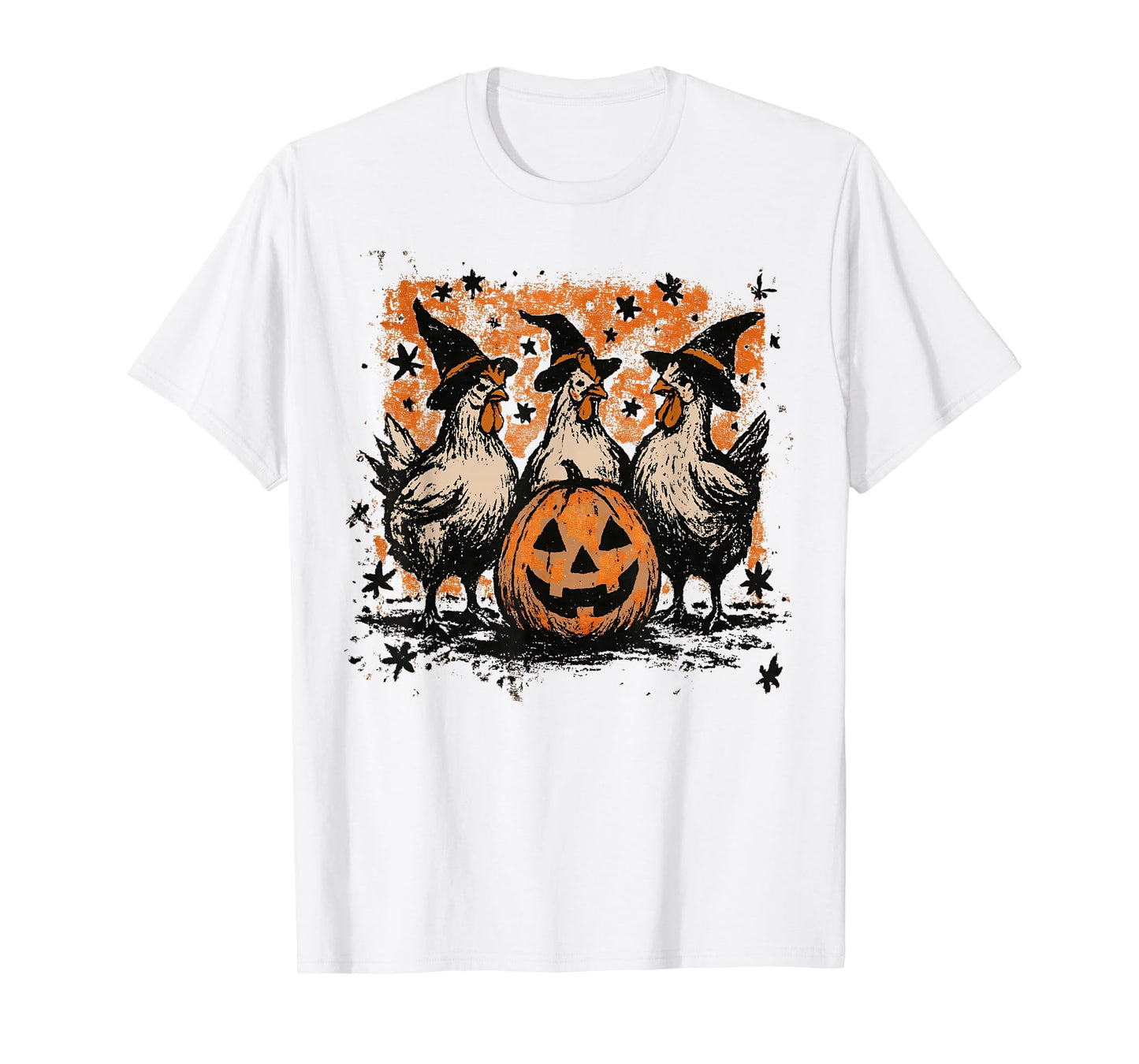 Pumpkin Chicken Witch Fall Retro Halloween Funny T-Shirt