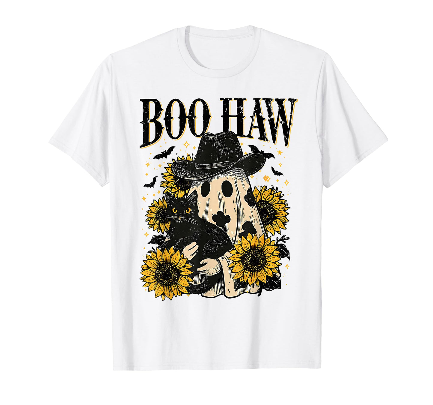 Boo Haw Retro Western Halloween Cowgirl Ghost Howdy Pumpkin T-Shirt