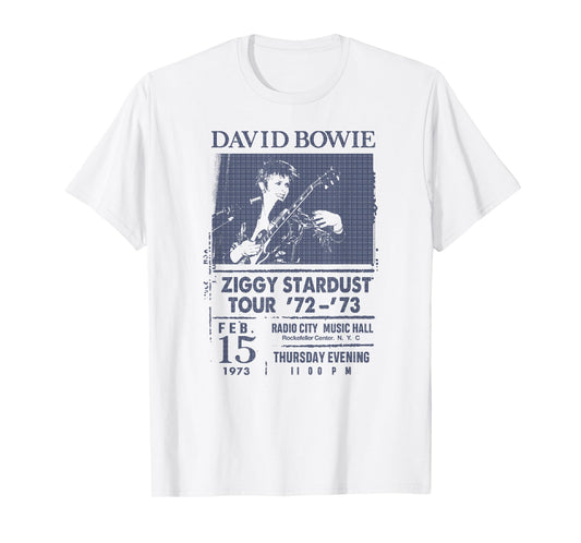 David Bowie Grey Radio City T-Shirt - Classic Fit Crew Neck Cotton Tee for Adults