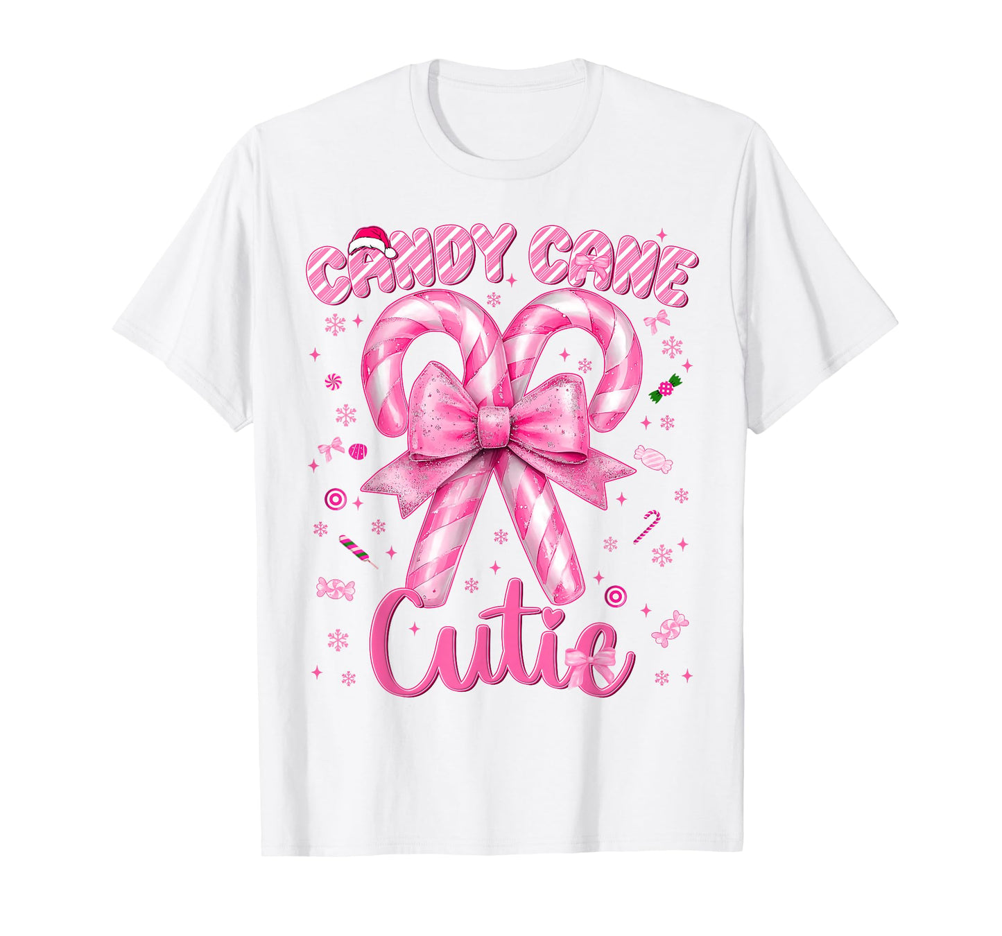 Candy Cane Cutie Coquette Pajamas Pjs Christmas Xmas Women T-Shirt