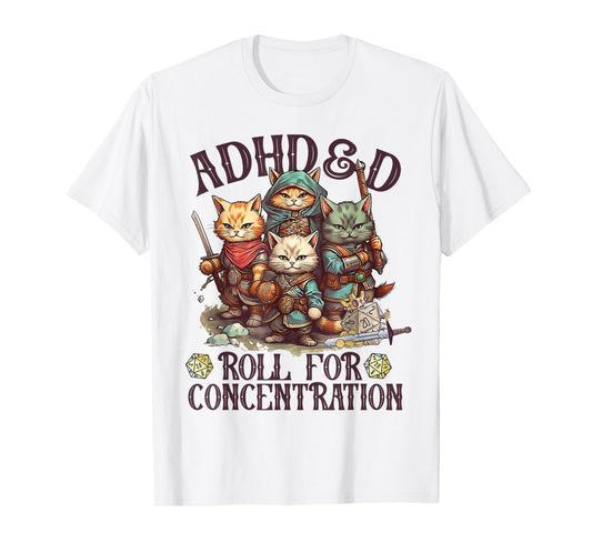 ADHD&D Roll For Concentration Lovely Gamers Vintage ADHD&D T-Shirt