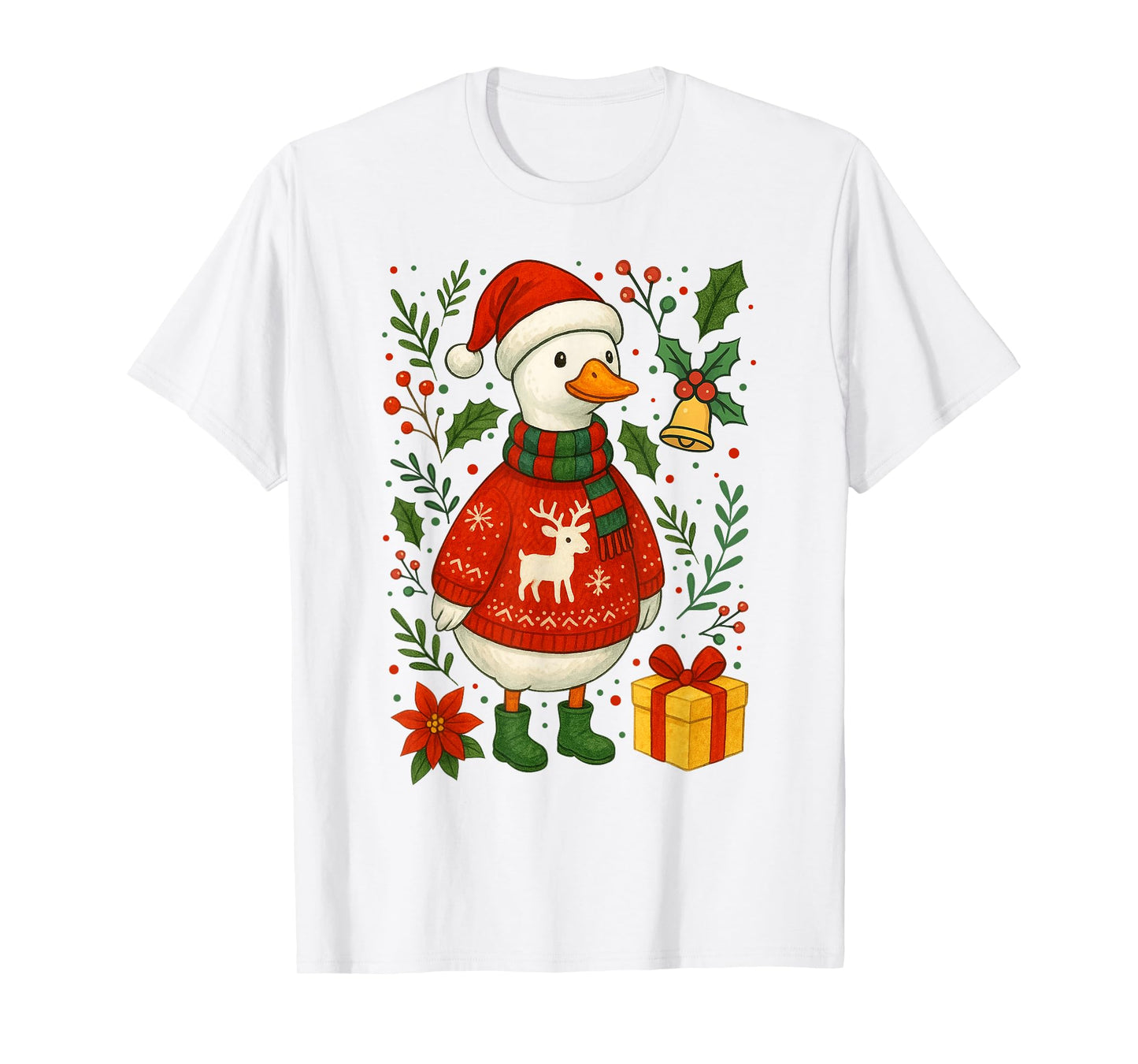 Funny Christmas Silly Goose Santa Hat Gift Holiday Pajama T-Shirt