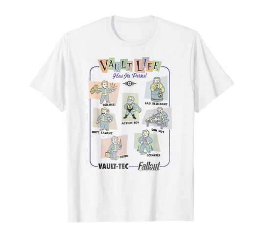 Fallout Video Game Vault Life Has Its Perks Retro Collage T-Shirt