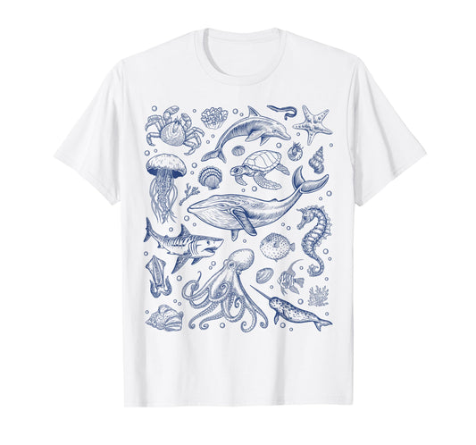 Ocean Life Sea Aesthetic Dolphin Beach 90s Vintage Graphic T-Shirt