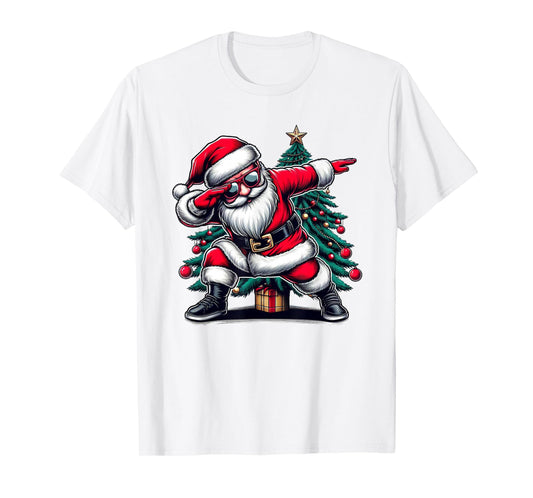 Dabbing Santa Claus Christmas Tree Funny Xmas Dab Boys Kids T-Shirt