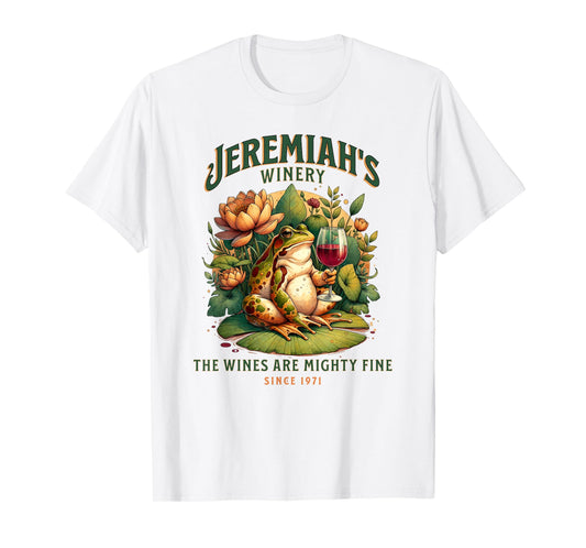Funny Wine Lover Jeremiahs Winery Boho Cottage Core Bullfrog T-Shirt