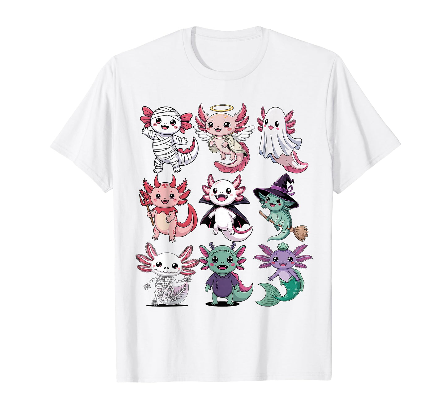 Halloween Axolotl T-Shirt - Cute Spooky Axolotls Costume T-Shirt