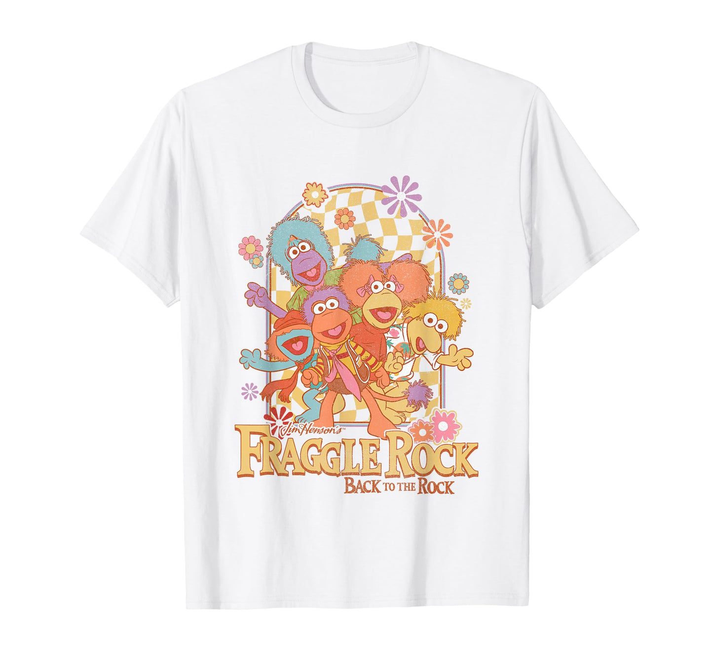 Fraggle Rock Back To The Rock Group Shot Vintage Chest Logo T-Shirt