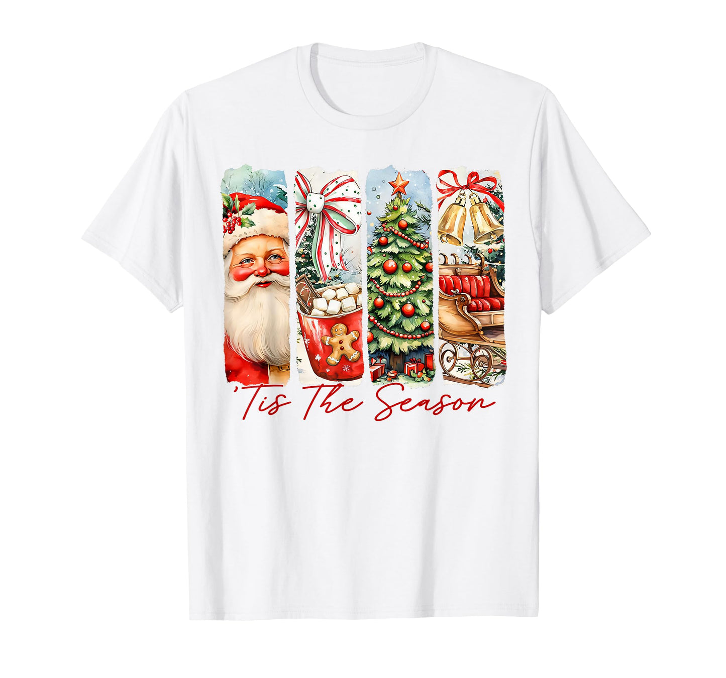 Tis The Season Retro Santa Christmas Tree Xmas Festive T-Shirt