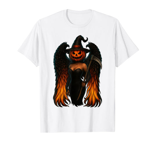 DarkFiery Halloween Angel Wings Gothic Pumpkin Witch Flaming T-Shirt