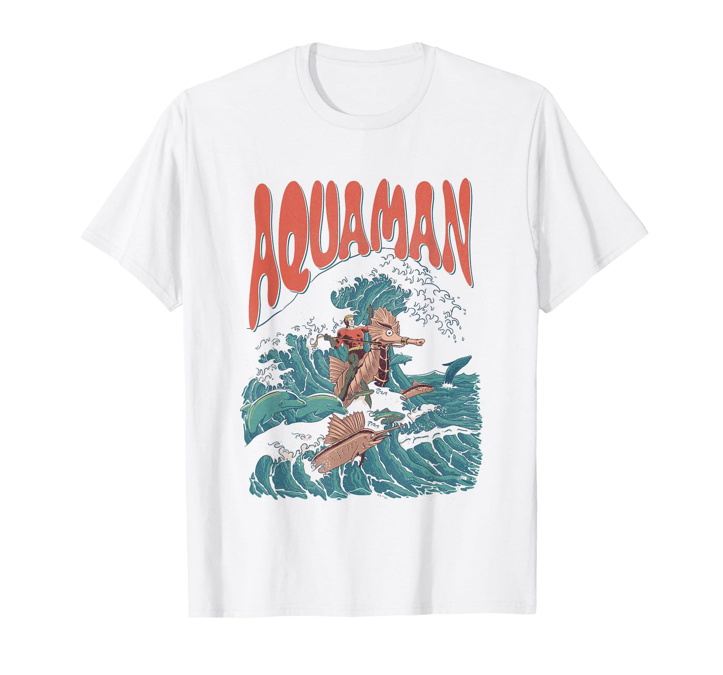 DC Comics Aquaman Kanagawa Wave Vintage Superhero T-Shirt