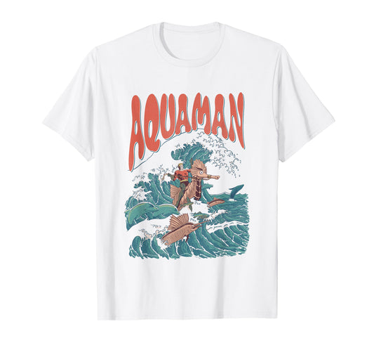 DC Comics Aquaman Kanagawa Wave Vintage Superhero T-Shirt