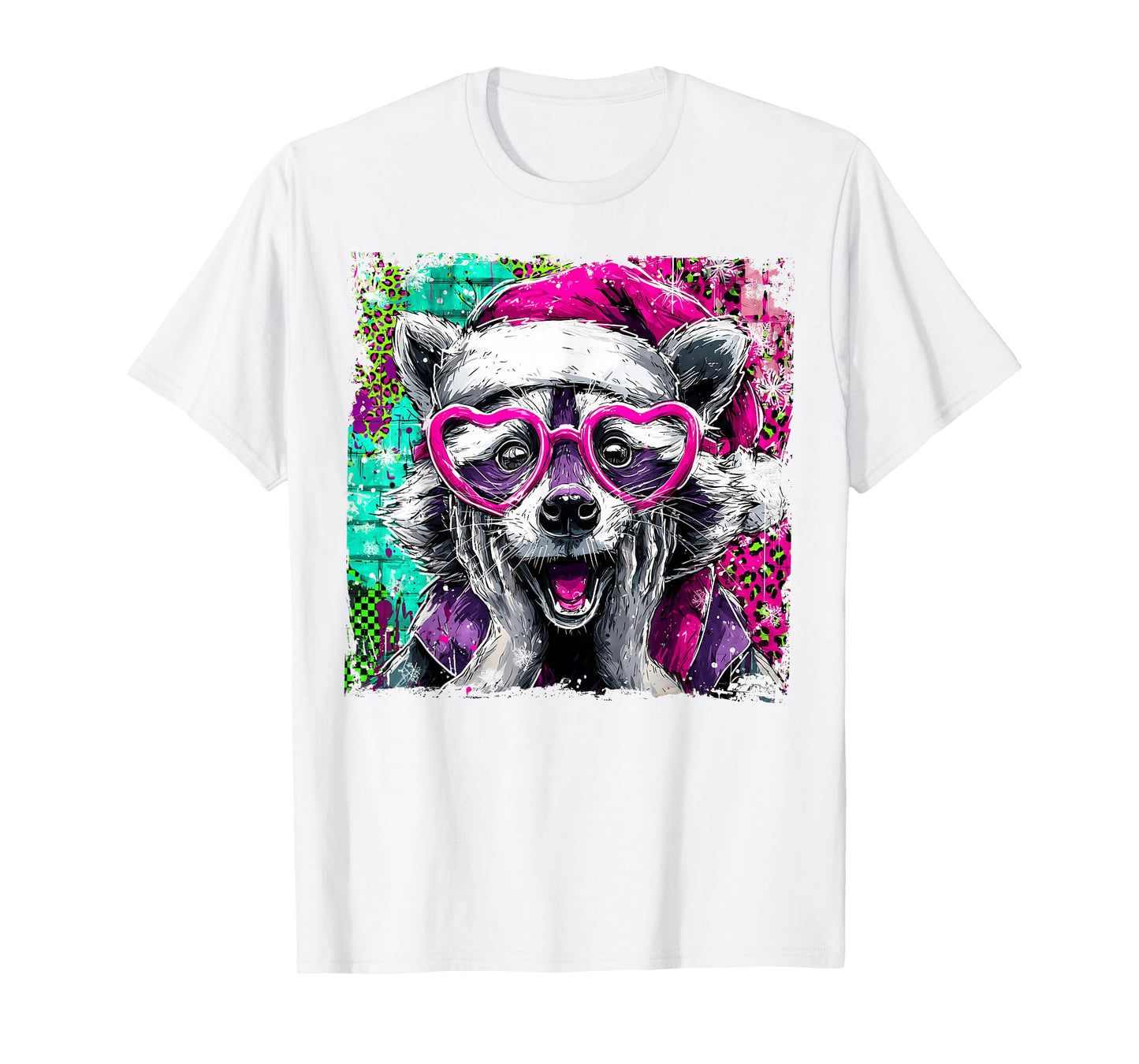 Funny Raccoon Meme Christmas Raccoon Santa Raccoon Xmas T-Shirt