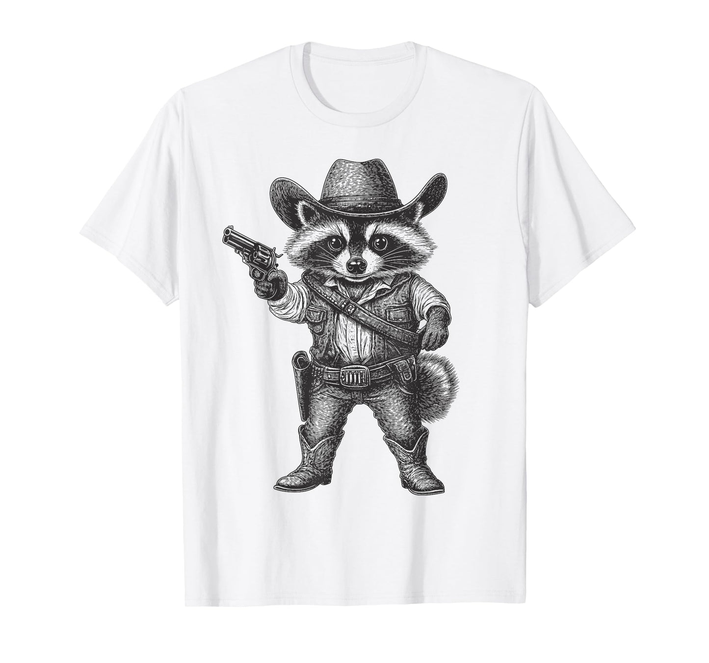 Raccoon Cowboy Hat Funny Western Cute Raccoon Lover Vintage T-Shirt