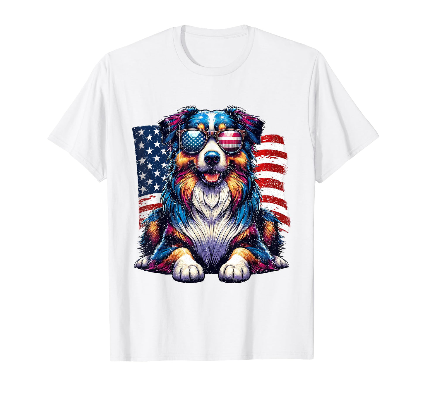 Vintage Awesome Australian Shepherd 4th Of July US American T-Shirt
