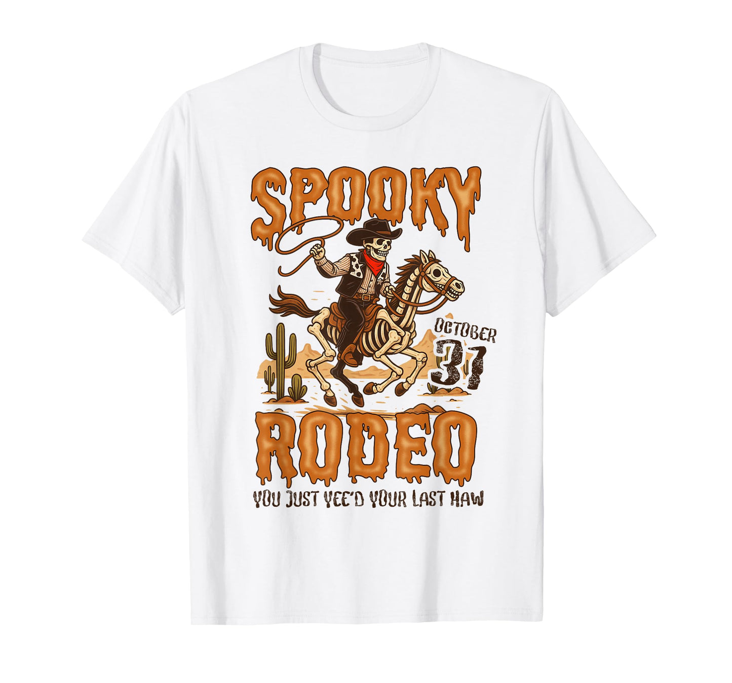 Halloween Vibes Spooky Wild West Skeleton Cowboys Western T-Shirt