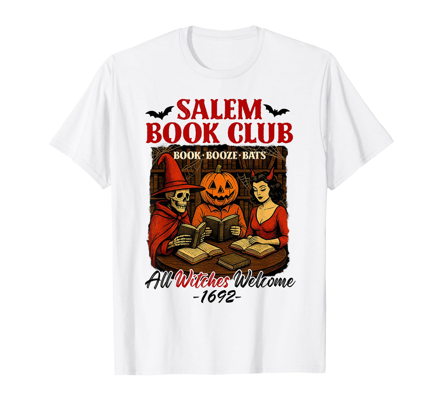 Halloween Vibes Spooky Reading Lover Bookish Salem Book Club T-Shirt