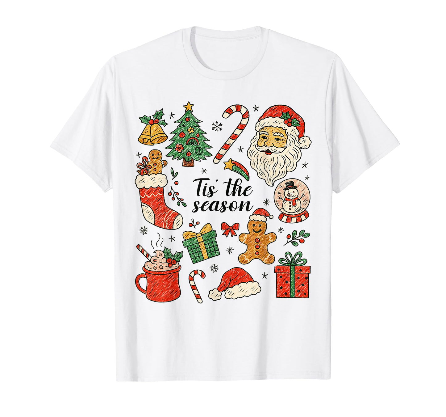 Tis' The Season Santa Christmas Tree Xmas Matching Family T-Shirt