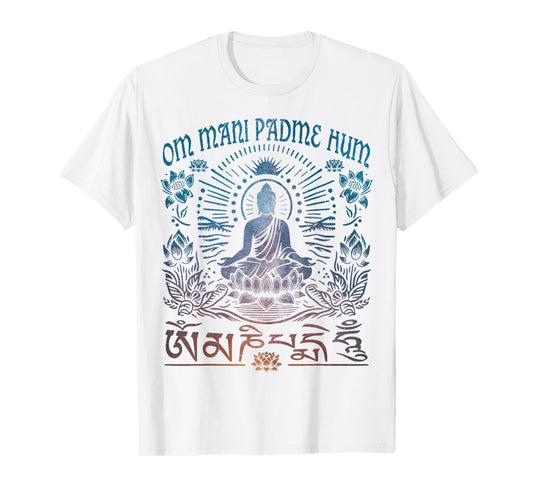 Om Mani Padme Hum Lotus Flower Sun Buddhist Compassion T-Shirt