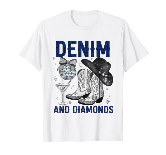 Denim and Diamonds Western Women Boots Jeans Rodeo Cowgirl T-Shirt