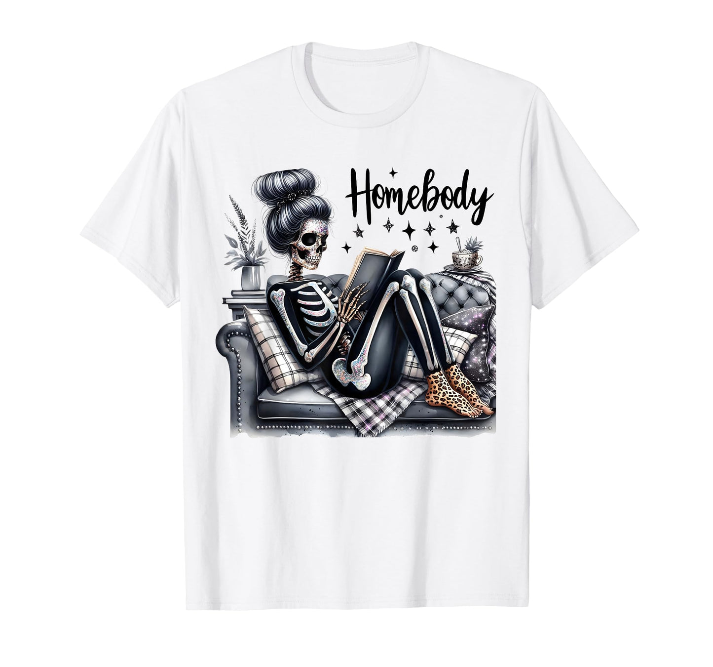 Funny Skeleton Homebody Anti Social Club Women T-Shirt