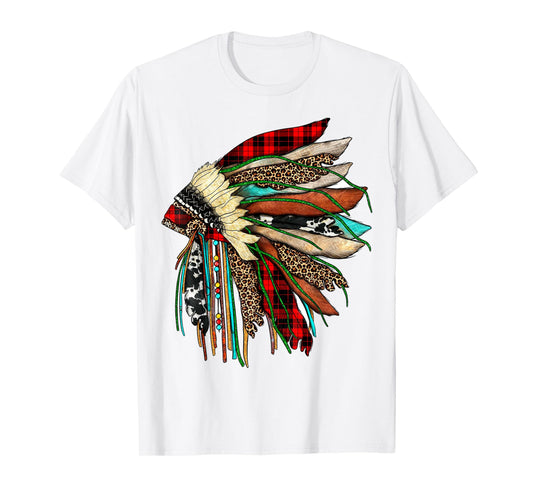 Headdress Native Indian Warrior Chief Vintage Design T-Shirt