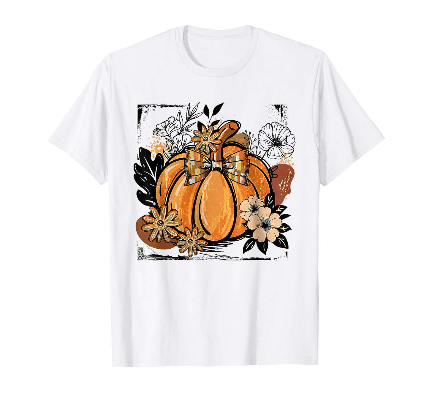 Floral Fall Pumpkin Boho Pumpkin Coquette Vintage Autumn T-Shirt