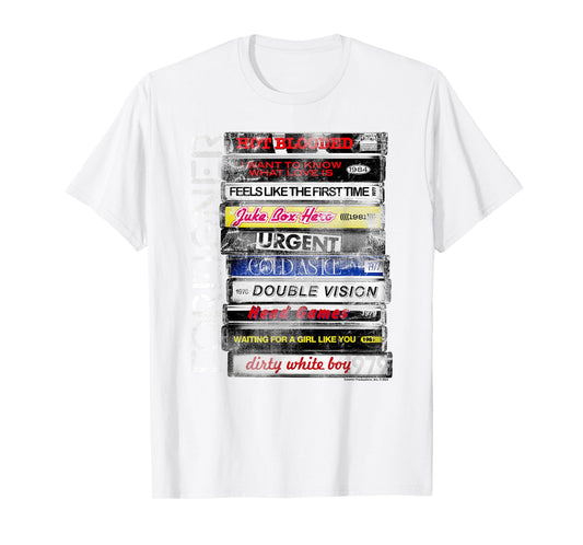 Foreigner Classic Hits Cassette Boxes Stacked Distressed T-Shirt