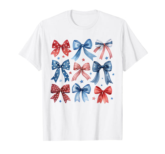 Vintage USA Bow in Red White Blue for Patriotic 4th Of July T-Shirt