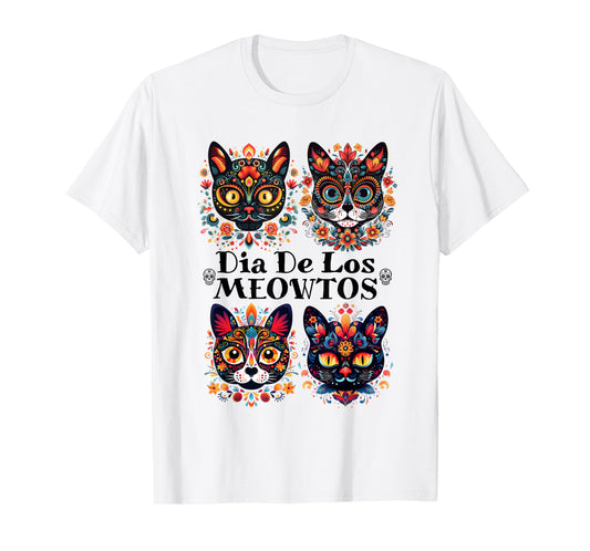 Sugar Skull Cats Dia De Los Meowtos Muertos Day of the Dead T-Shirt