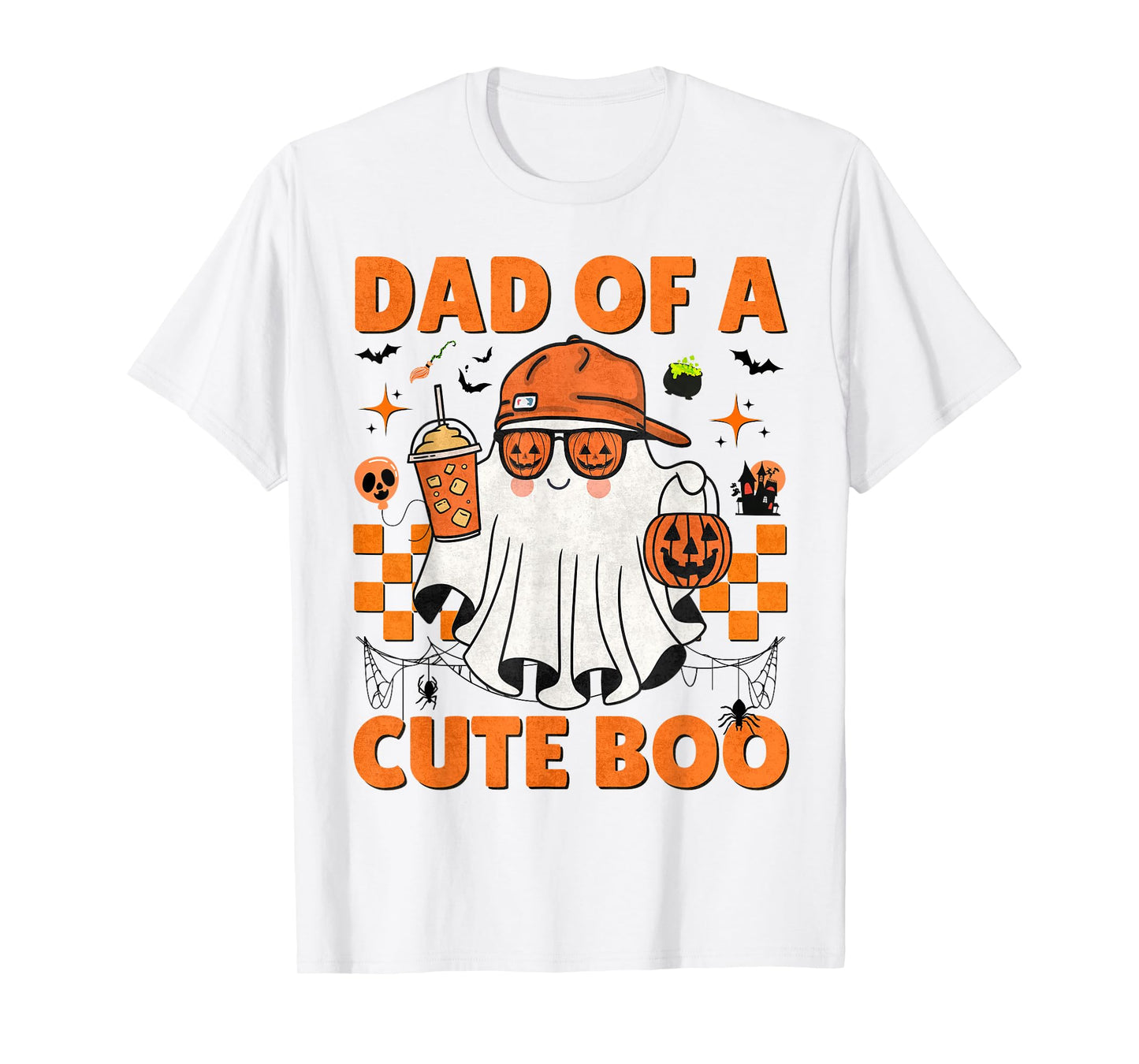 Funny Dad Halloween Boo Ghost Pumpkin Glasses Coffee Men T-Shirt