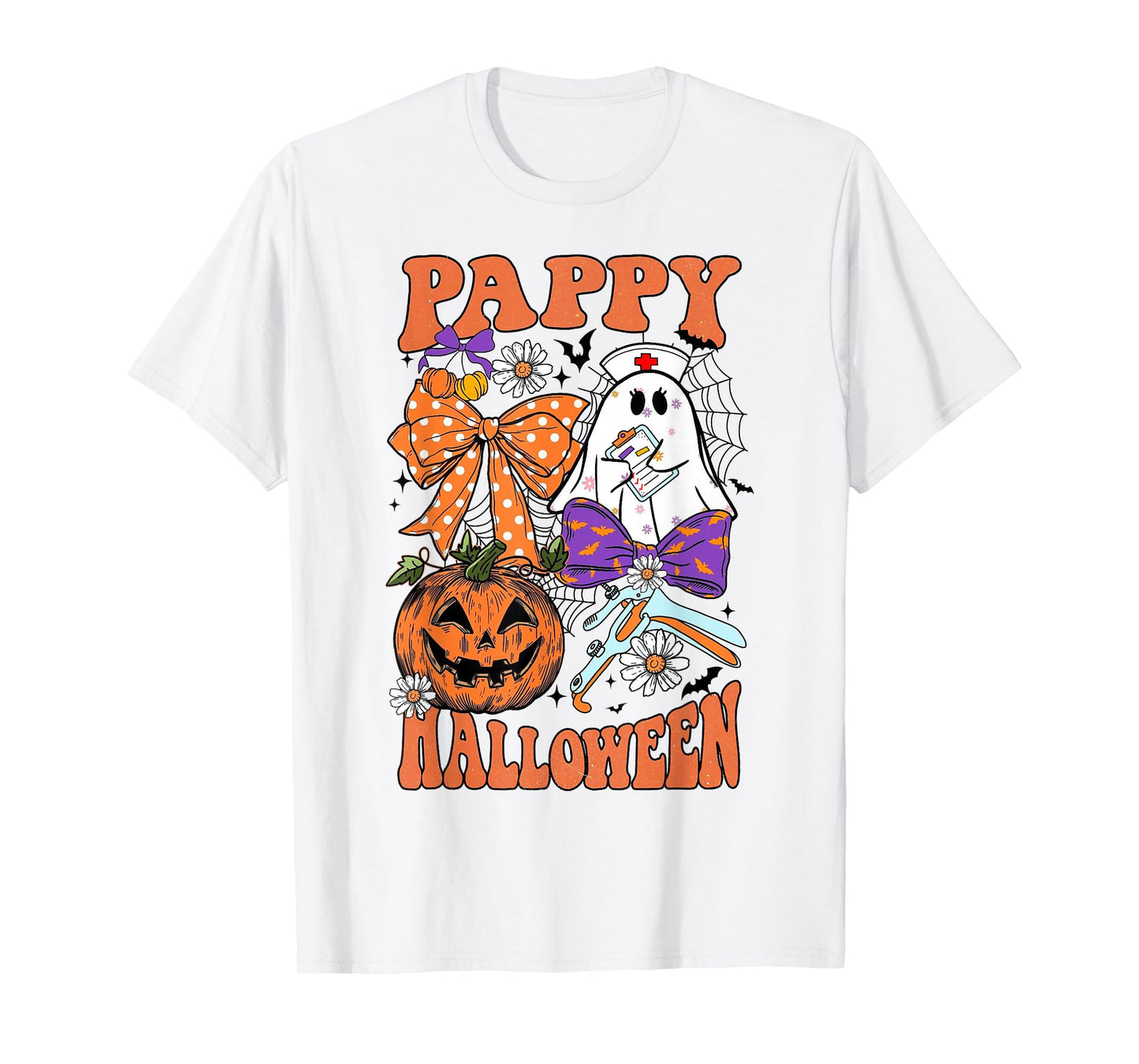 Pappy Halloween Ghost with Speculum Pumpkin Cute OBGYN Nurse T-Shirt