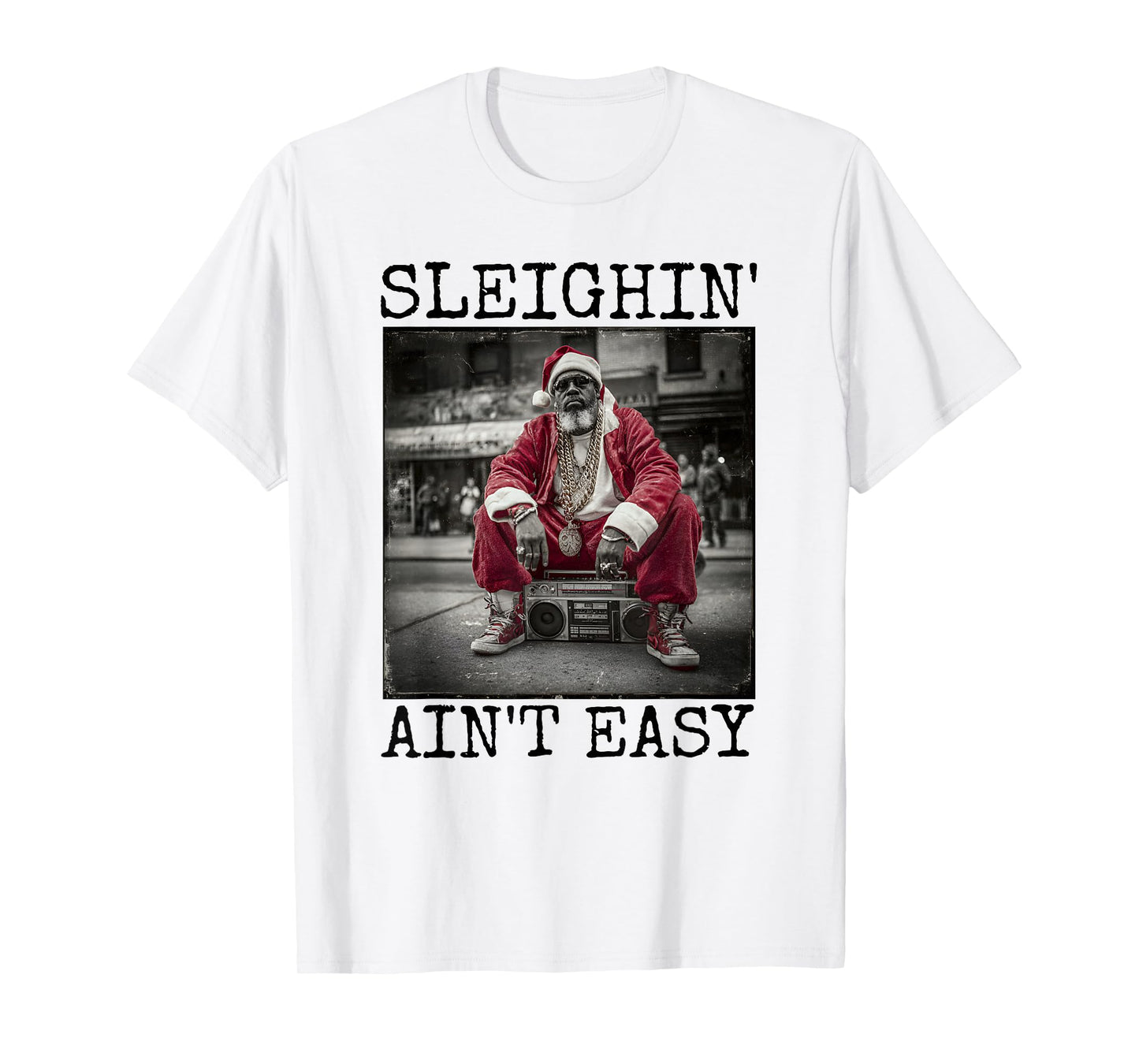 Black B-boy Santa Claus Hip Hop Christmas T-Shirt