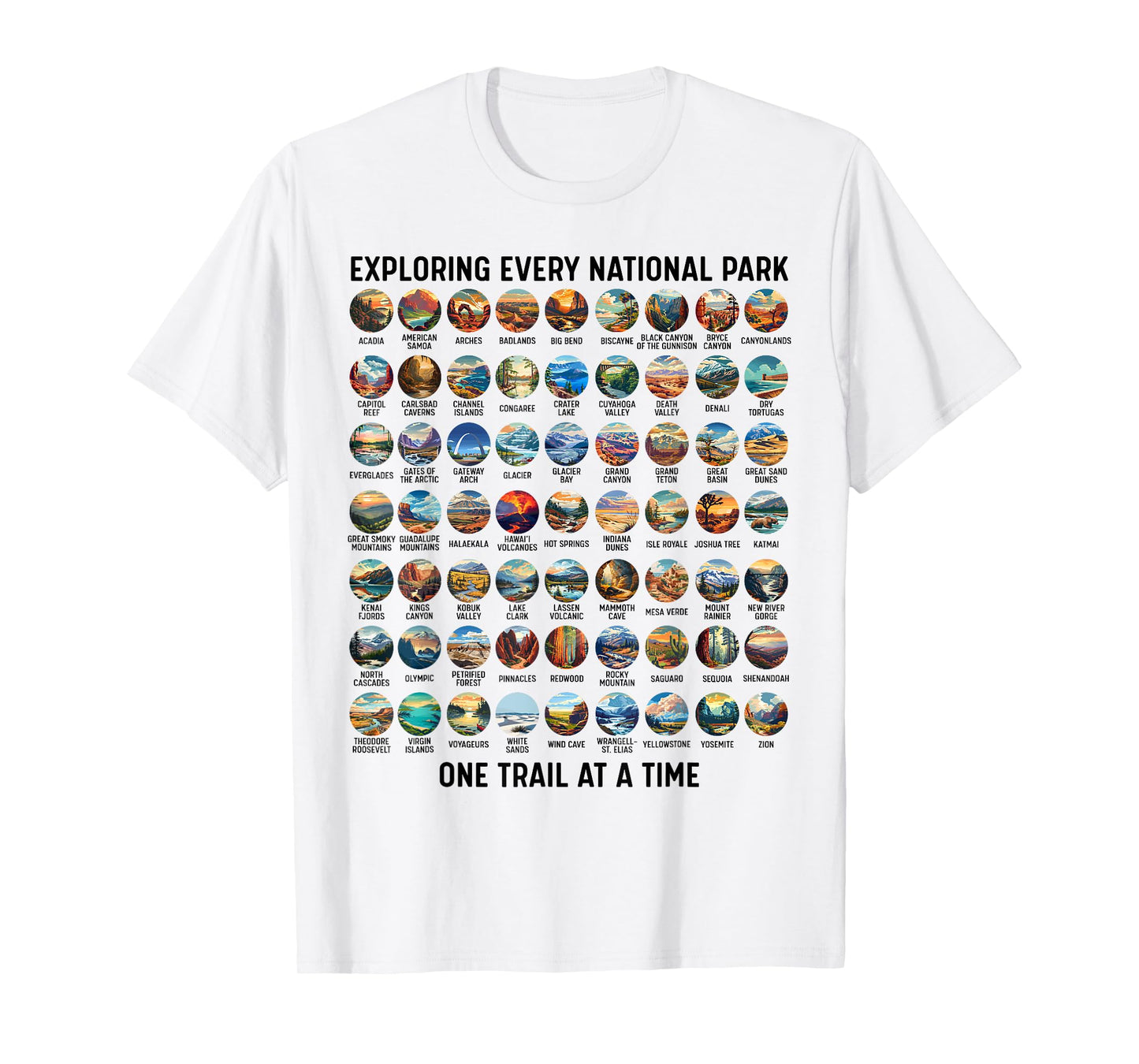 All US National Park Checklist Bucket List Of National Parks T-Shirt