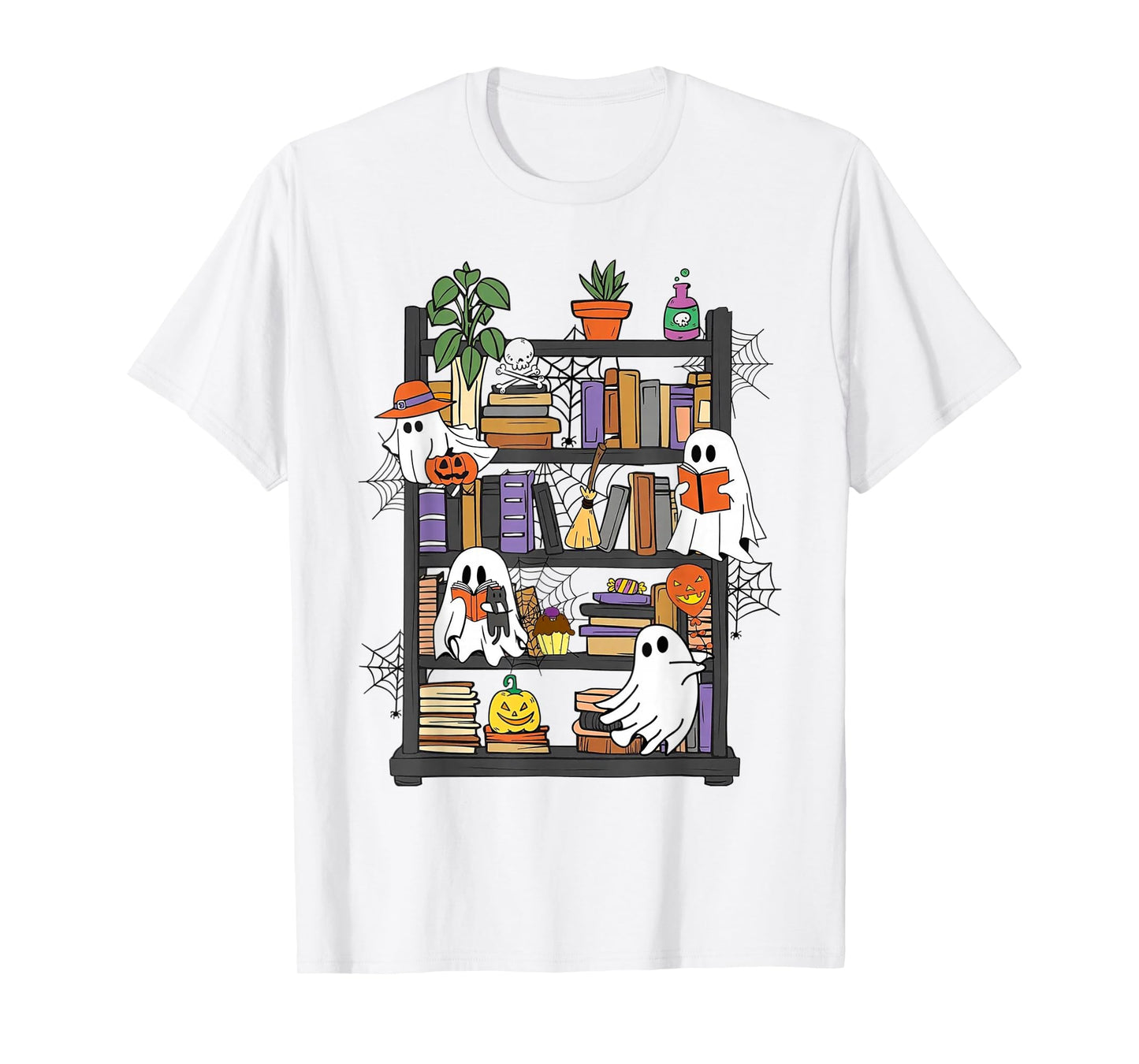 Retro Halloween Cute Witch Ghosts Jack-o'-Lantern Plants T-Shirt