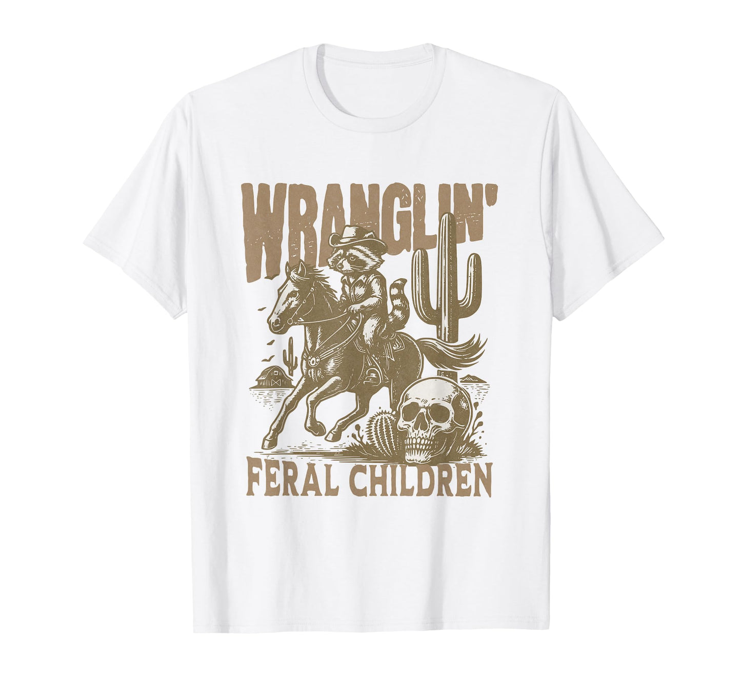 Retro Cowboy Wranglin' Feral Children Racoon 90s Western T-Shirt