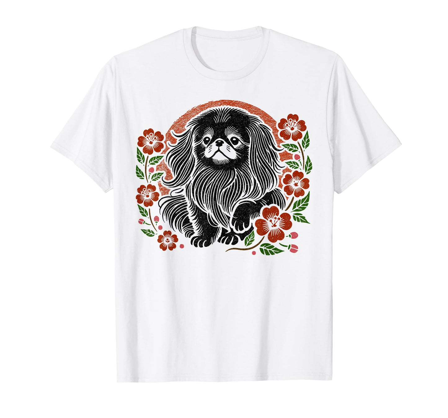 Pekingese Dog Retro Japanese Cherry Blossoms Cute Floral T-Shirt for Men Women