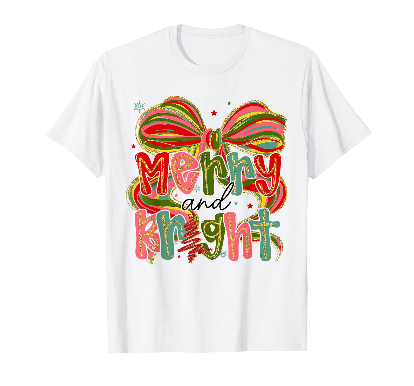Coquette Bow Merry Christmas Preppy Xmas Pajamas Women Kids T-Shirt