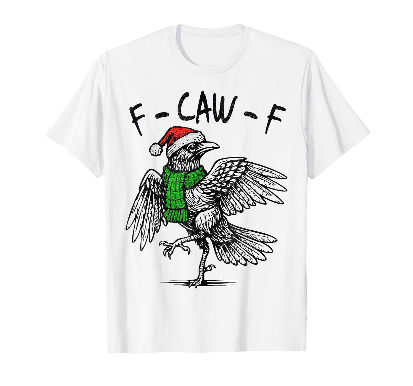 Funny Gothic Crow F-CAW-F Christmas Santa Black Bird Woman T-Shirt